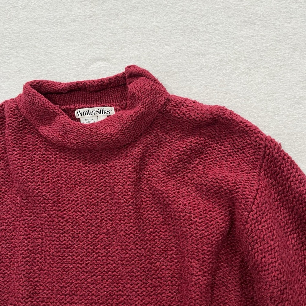 Vintage WinterSilks Silk Cotton Knit Mockneck Chunky Crop Sweater Women's Large